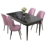 Hanah home Set Trpezarijski sto i 4 stolice Nile, crna i roza | Eponuda.ba
