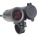 INF 3 v 1 motocikel 3,1 a dvojna vrata usb vtičnica za polnilec nosilec voltmeter temperatura black+red, (21276325) Cene