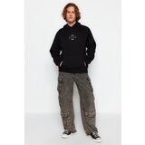 Trendyol Black Men's Regular Fit/Regular Cut Hoodie with Pajamas and Drawstrings, reflective text printed Sweatshirt. | Shoptok.si