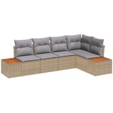 vidaXL Set od 5 dijelova Vrtnih Kauča s Jastučićima Bež Poli Ratan Akacija | shoptok.hr