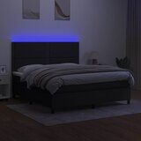 Krevet box spring s madracem LED crni 160x200 cm od tkanine | Eponuda.ba