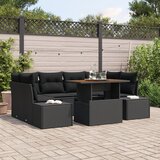 vidaXL set vrtnih sofa od 7 dijelova s jastučićima crni poli ratan Cijene