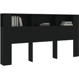  Uzglavlje s ormarićem crno 200 x 18,5 x 104,5 cm | Eponuda.com