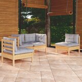 Maison Chic Seti vrtnega pohištva - Vrtna garnitura - Vrtni pohištvo set 4-delna s sivimi blazinami borovina, (21817207) | Shoptok.si