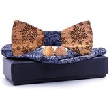  Drveni leptir s maramicom i manžetnim gumbima - Smeđa / Crna KP30456 | shoptok.hr