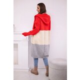 Kesi Striped hooded sweater red + beige + gray | shoptok.hr