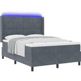 vidaXL Postelja s pomično podlago in vzmetnico ter LED temno siva 140x200 cm žamet | Shoptok.si
