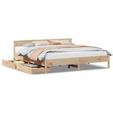 Maison Chic Posteljni okvir - Dvoposteljna postelja - Zakonska postelja brez vzmetnice 200x200 cm trdna borovina-J3476, (21766884) | Shoptok.si