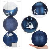  Set Božićnih Kuglica Plave Boje 15 cm - 3 Komada | shoptok.hr