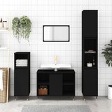 The Living Store Kopalniško pohištvo 3 kosi črne barve inženirski les - Komplet Kopalniškega Pohištva, (21663185) | Shoptok.si