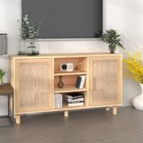 vidaXL Komoda smeđa 105x30x60 cm masivna borovina i prirodni ratan Cijene