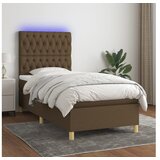 vidaXL Box spring postelja z vzmetnico LED temno rjava 90x19 | Shoptok.si