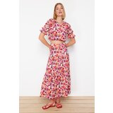 Trendyol Multicolored Floral Patterned Viscose Fabric Midi Length Woven Skirt cene