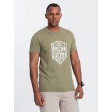 Ombre Men's motorcycle style printed t-shirt - olive | Shoptok.si