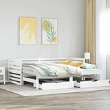 vidaXL Dnevna postelja s predali bela 90x200 cm trdna borovina Cene