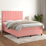 The Living Store Box spring postelja z vzmetnico roza 140x190 cm žamet - Box Spring Postelja, (21491100) Cene