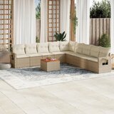 Maison Chic Seti vrtnega pohištva - Vrtna garnitura - Vrtni pohištvo set 10-delna z blazinami bež poli ratan, (21815130) | Shoptok.si