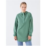 LC Waikiki Women's Long Sleeve Oversized Sweatshirt with a Hooded Plain Cene