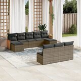  10-dijelni set vrtnih sofa od poliratana s jastucima sivi | shoptok.hr
