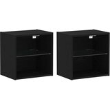  Floating Shelf with LED Light 2 pcs Crna 40 x 28,5 x 40 cm | shoptok.hr