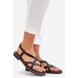 Zazoo Leather Flat Sandals With Intertwined Straps | Shoptok.si