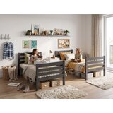 BMS Dječji drveni krevet na kat Eryk s ladicom 200x90 cm, grafit, s madracima od PE pjene 8 cm | shoptok.hr