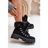 FI1 Lace Up Women's Boots With Fur Black Vaminia | Shoptok.si
