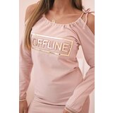 Kesi Women's cotton dress with off-the-shoulder design and OFFLINE print dark powder pink | shoptok.hr