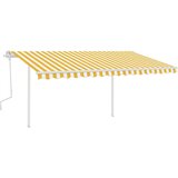 vidaXL Tenda na ručno uvlačenje sa stupovima 4 5 x 3 5 m žuto-bijela | shoptok.hr