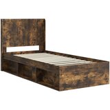  Krevetna konstrukcija s pohranom i uzglavljem Dimljeni hrast Smeđa 90 x 190 cm | shoptok.hr