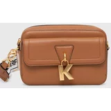 Karl Lagerfeld Usnjena torbica rjava barva, 245W3047