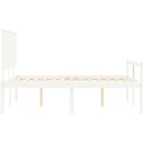 Krevet za starije s uzglavljem bijeli 140x200 cm masivnog drva | Eponuda.com