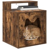 vidaXL Mačja hiša Dimljeni oreh 42.5 x 40 x 52.5 cm Konstruiran les, (5000111121) | Shoptok.si