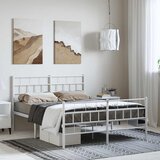  Metalni okvir kreveta uzglavlje i podnožje bijeli 150 x 200 cm | shoptok.hr