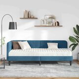 vidaXL Kotna postelja z vzmetnico z vzglavjem Modra 80 x 200 cm Žamet | Shoptok.si