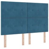 Box spring krevet s LED trakama Plava 160 x 200 cm Baršun - Tamno plava 160 x 200 cm Prošiveno gumbima | shoptok.hr