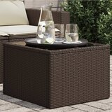 vidaXL Vrtna miza s stekleno mizno ploščo rjava 55x55x37 cm poli ratan | Shoptok.si
