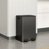  2 x 28 L dvostruke kante za otpad otvaranje na pedalu lako se čiste nehrđajući čelik plastika crna | shoptok.hr