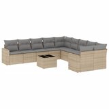 Maison Chic Seti vrtnega pohištva - Vrtna garnitura - Vrtni pohištvo set 11-delna z blazinami bež poli ratan, (21819005) | Shoptok.si
