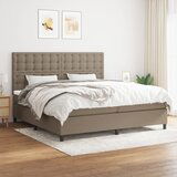  The Living Store Box spring postelja z vzmetnico taupe 200x200 cm blago - Box Spring Postelja, (21514889) Cene