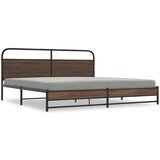 Metalni Kovinski posteljni okvir brez vzmetnice rjavi hrast 193x203 cm, (21608519) | Shoptok.si