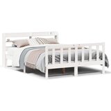 Maison Chic Posteljni okvir - Dvoposteljna postelja - Zakonska postelja brez vzmetnice bel 160x200 cm trdna borovina-J3565, (21764558) | Shoptok.si