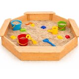 GINGER Home dječji drveni pješčanik – 8-strani model s 4 sjedala, 134.5 × 134.5 cm | shoptok.hr
