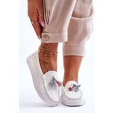 EVENTO Women's Openwork Leather Loafers White Lanzarot | Shoptok.si