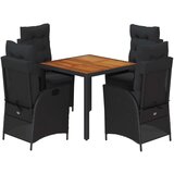  5-dijelni vrtni blagovaonski set s jastucima od poliratana crni | shoptok.hr
