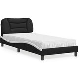 vidaXL Postelja z vzmetnico črna in bela 90x200 cm umetno usnje Cene
