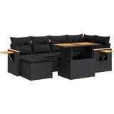 vidaXL Vrtna sedežna garnitura z blazinami 7-delna črn ratan/akacija | Shoptok.si