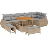 9 9-delni set zunanjih sof z blazinami Bež Poli Ratan in Akacija | Shoptok.si