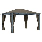  Sjenica sa zastorima i LED svjetlima 400 x 300 cm smeđe-siva | shoptok.hr