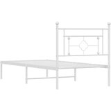 Metalni Kovinski posteljni okvir z vzglavjem bel 100x190 cm | Shoptok.si
